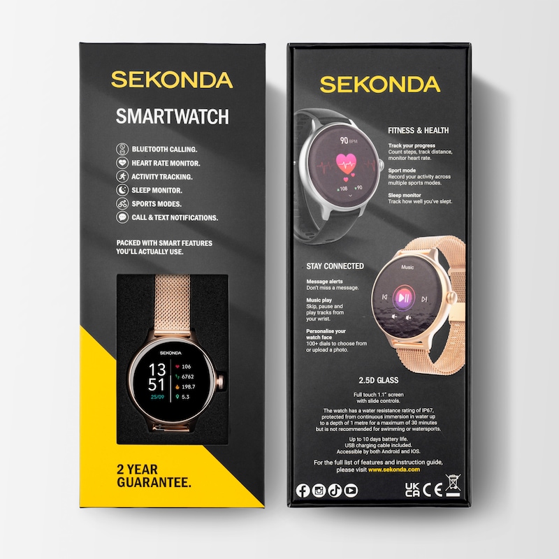 Main Image 8 of Sekonda Connect Ladies' Rose Gold Mesh Stainless Steel Strap Smart Watch