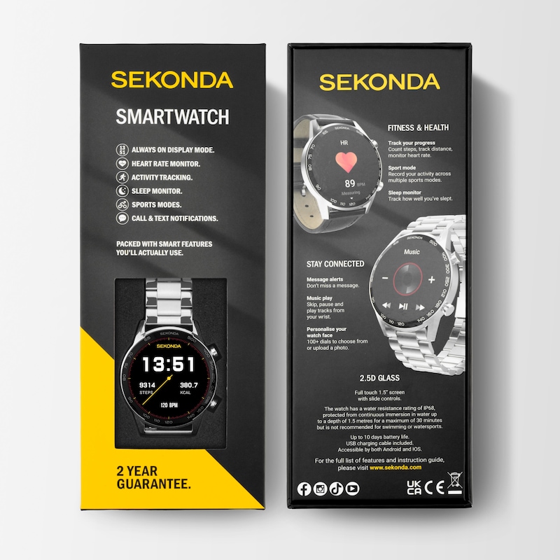 Main Image 8 of Sekonda Active Plus Men's Silver Stainless Steel Bracelet Smart Watch