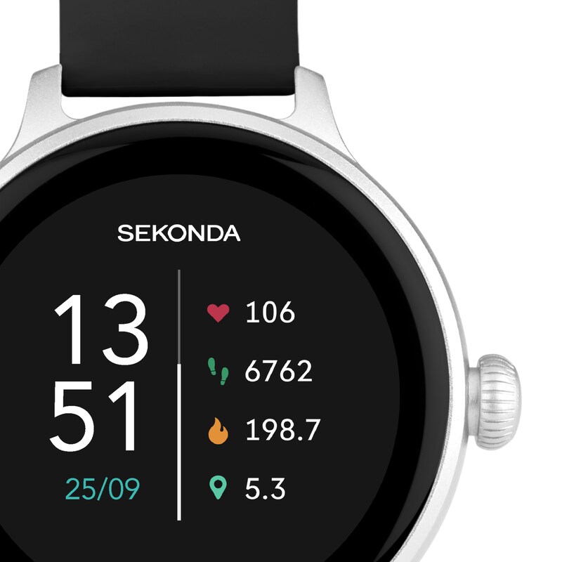 Main Image 4 of Sekonda Connect Ladies' Black Silicone Strap Smart Watch