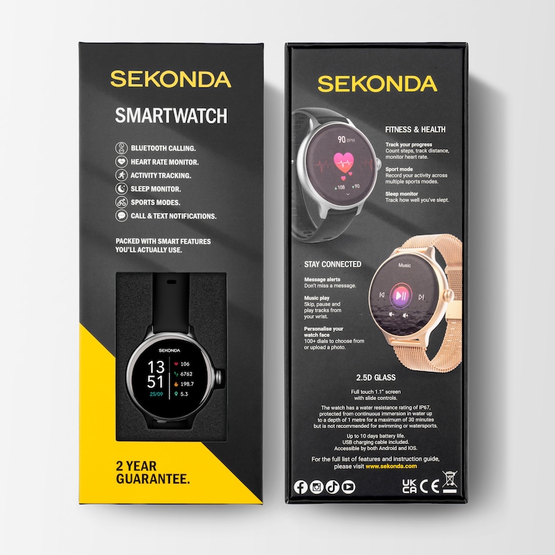 Main Image 8 of Sekonda Connect Ladies' Black Silicone Strap Smart Watch