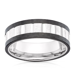 Men's Titanium Black Edge Textured Ring