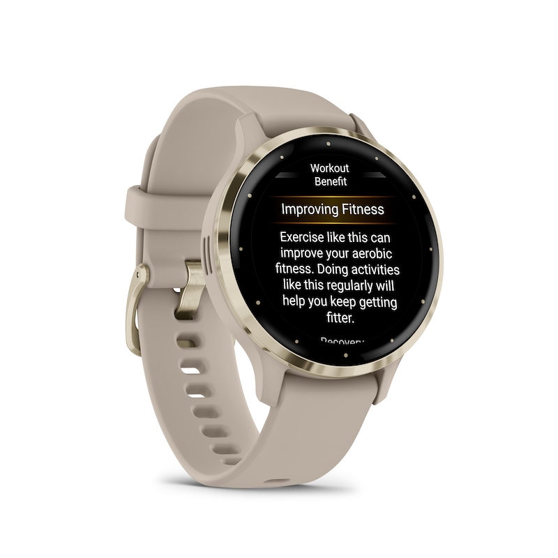Main Image 2 of Garmin Venu 3S Ladies' French Grey And Soft Gold Silicone Strap Smartwatch