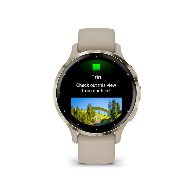 Main Image 7 of Garmin Venu 3S Ladies' French Grey And Soft Gold Silicone Strap Smartwatch