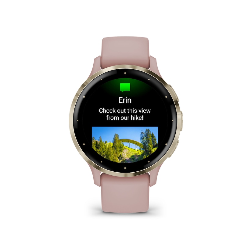 Main Image 7 of Garmin Venu 3S Ladies' Dust Rose And Soft Gold Silicone Strap Smartwatch