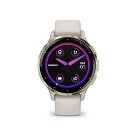 Garmin Venu 3S Ladies' Ivory And Soft Gold Silicone Strap Smartwatch