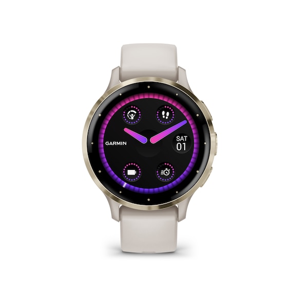 Garmin Venu 3S Ladies Ivory And Soft Gold Silicone Strap Sma