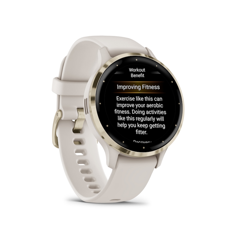 Main Image 2 of Garmin Venu 3S Ladies' Ivory And Soft Gold Silicone Strap Smartwatch