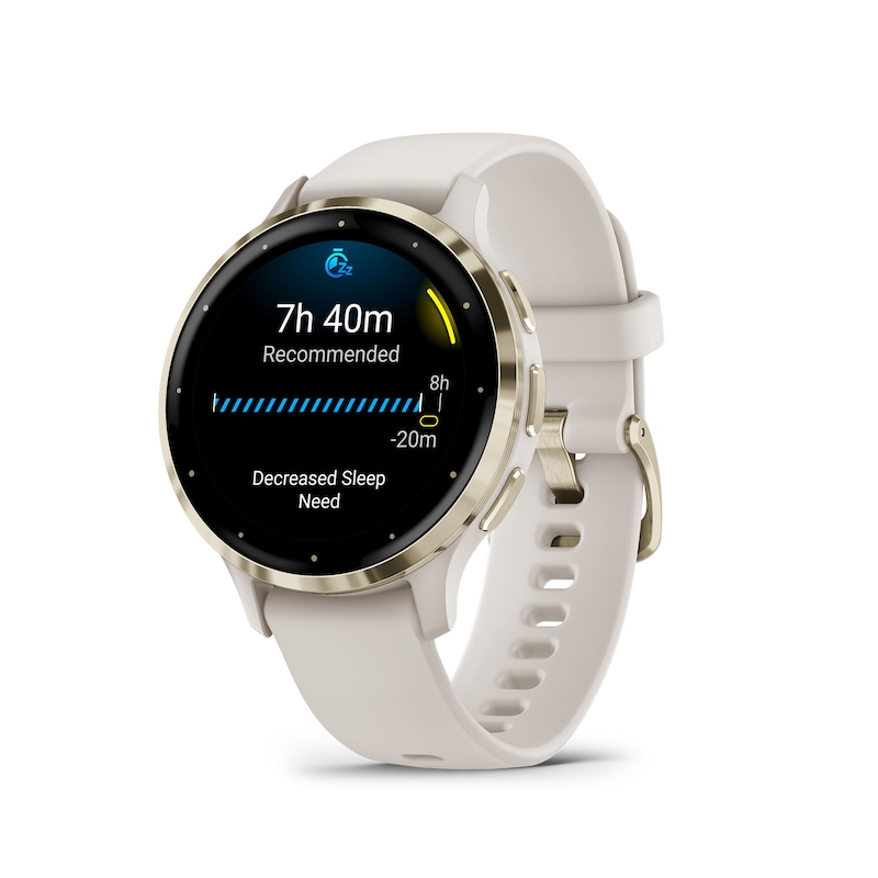 Main Image 3 of Garmin Venu 3S Ladies' Ivory And Soft Gold Silicone Strap Smartwatch