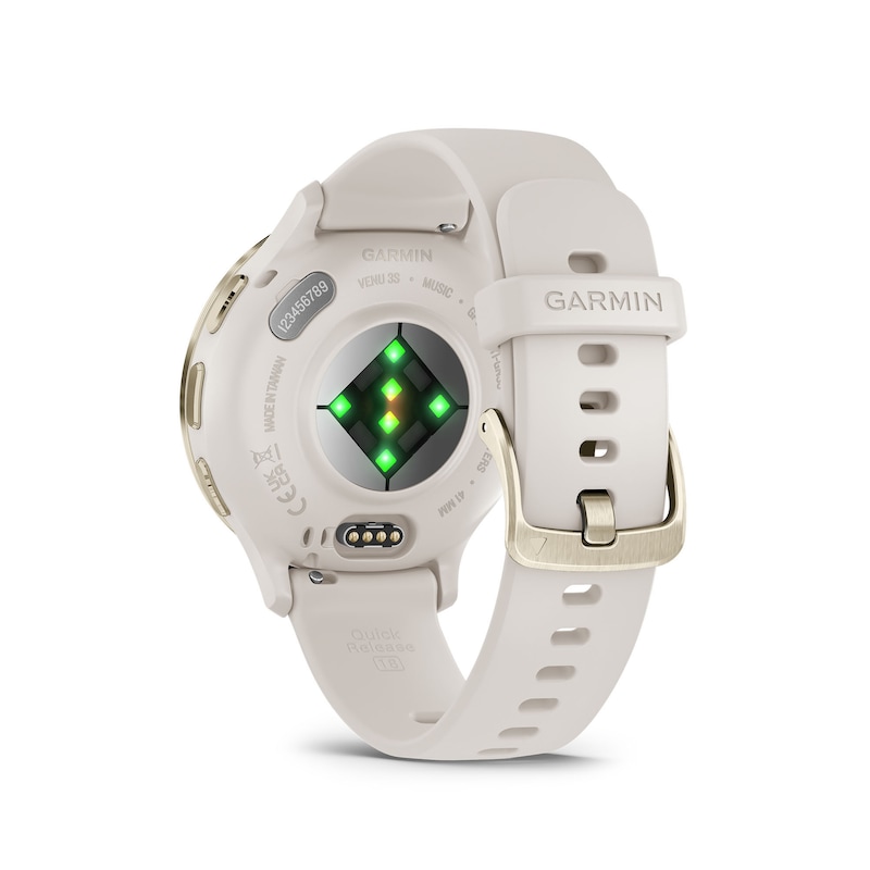 Garmin Venu 3S Ladies' Ivory And Soft Gold Silicone Strap Smartwatch