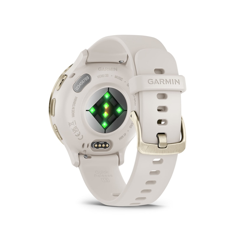 Main Image 5 of Garmin Venu 3S Ladies' Ivory And Soft Gold Silicone Strap Smartwatch