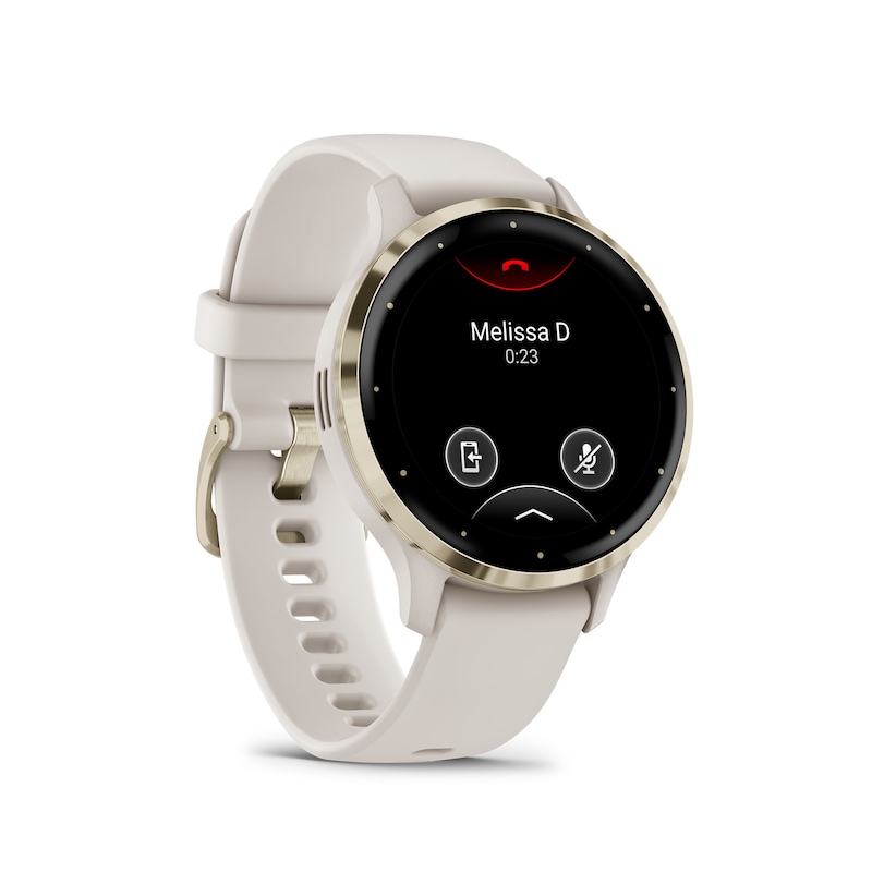 Main Image 6 of Garmin Venu 3S Ladies' Ivory And Soft Gold Silicone Strap Smartwatch