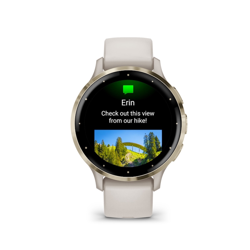 Main Image 7 of Garmin Venu 3S Ladies' Ivory And Soft Gold Silicone Strap Smartwatch