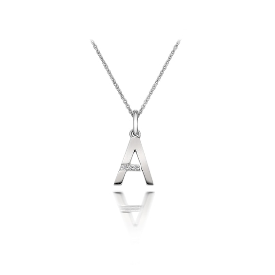 Hot Diamonds Sterling Silver Diamond Set Micro A Pendant Necklace