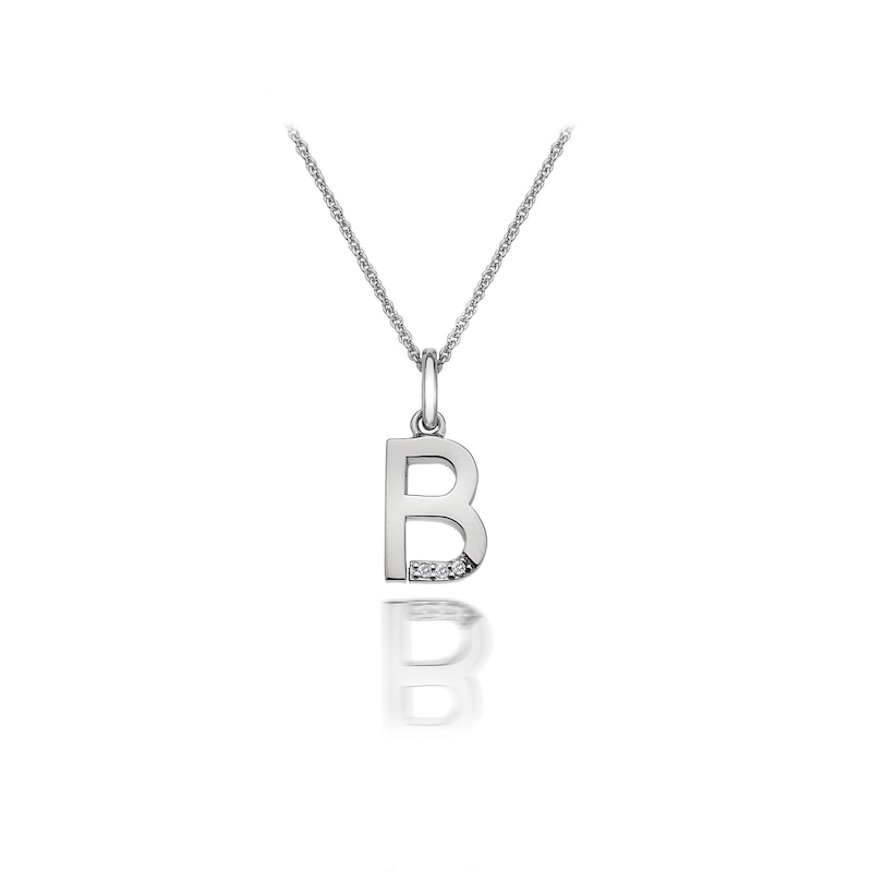 Main Image 1 of Hot Diamonds Sterling Silver Diamond Set Micro 'B' Pendant Necklace