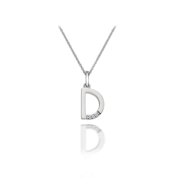 Hot Diamonds Sterling Silver Diamond Set Micro D Pendant Nec