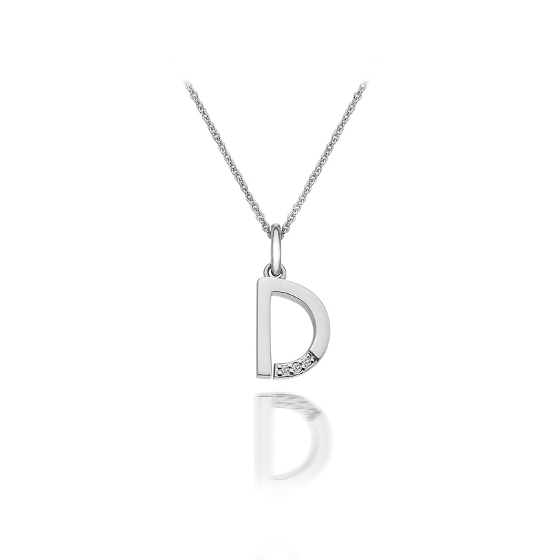 Main Image 1 of Hot Diamonds Sterling Silver Diamond Set Micro 'D' Pendant Necklace