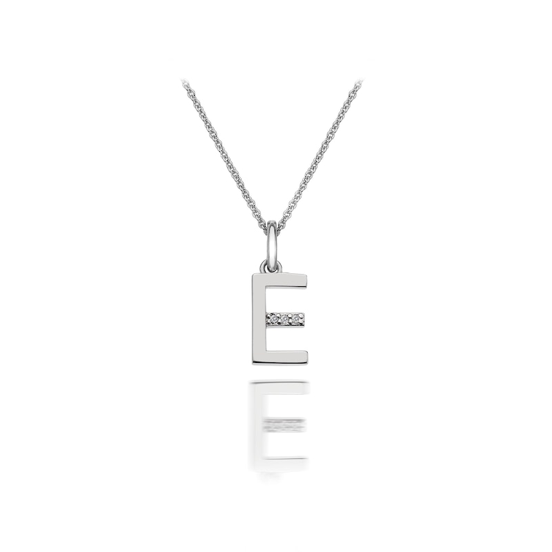 Main Image 1 of Hot Diamonds Sterling Silver Diamond Set Micro 'E' Pendant Necklace