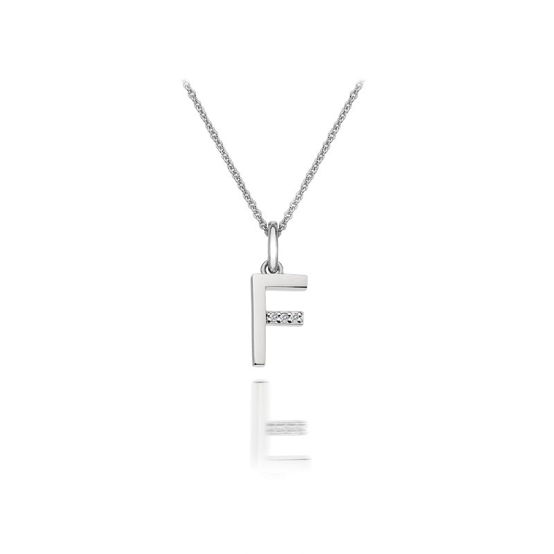 Hot Diamonds Sterling Silver Diamond Set Micro 'F' Pendant Necklace
