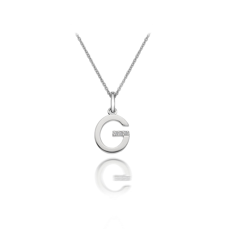 Main Image 1 of Hot Diamonds Sterling Silver Diamond Set Micro 'G' Pendant Necklace