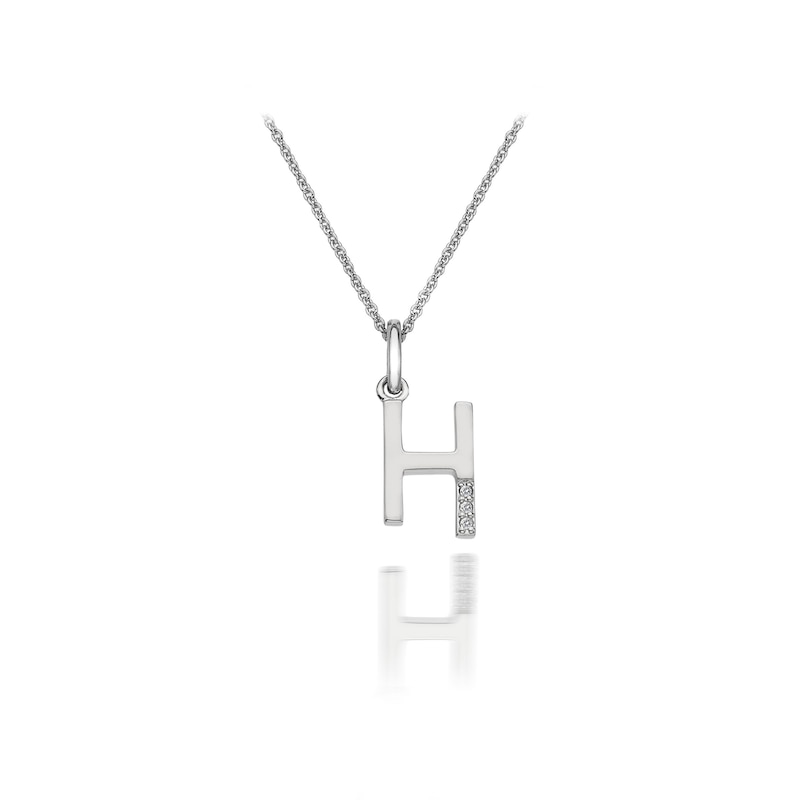 Main Image 1 of Hot Diamonds Sterling Silver Diamond Set Micro 'H' Pendant Necklace