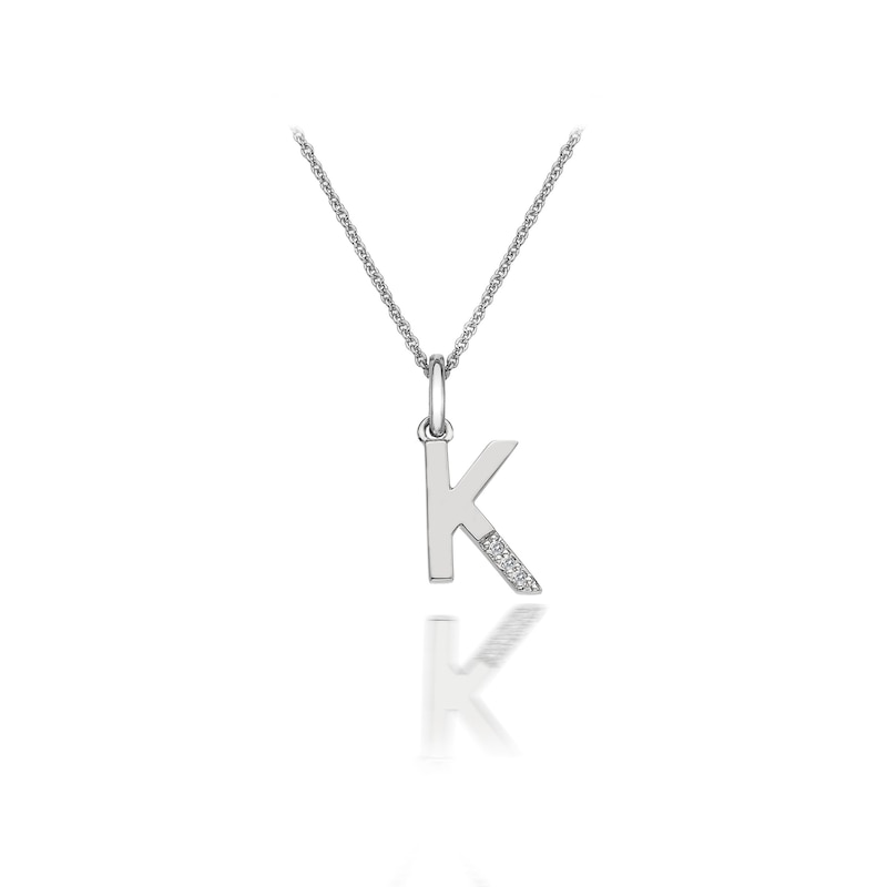 Main Image 1 of Hot Diamonds Sterling Silver Diamond Set Micro 'K' Pendant Necklace