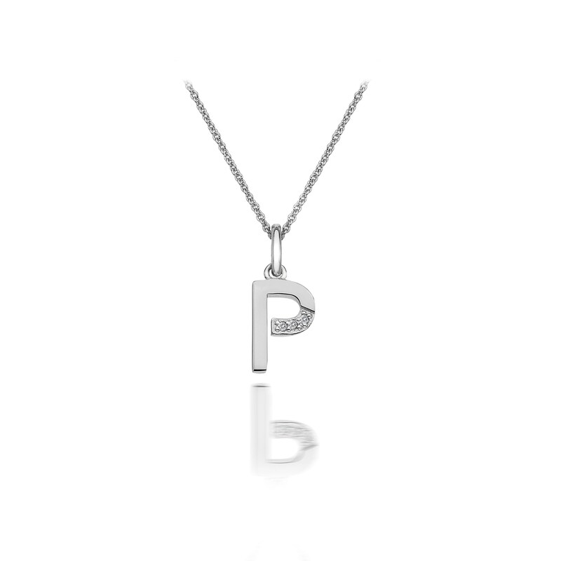 Main Image 1 of Hot Diamonds Sterling Silver Diamond Set Micro 'P' Pendant Necklace