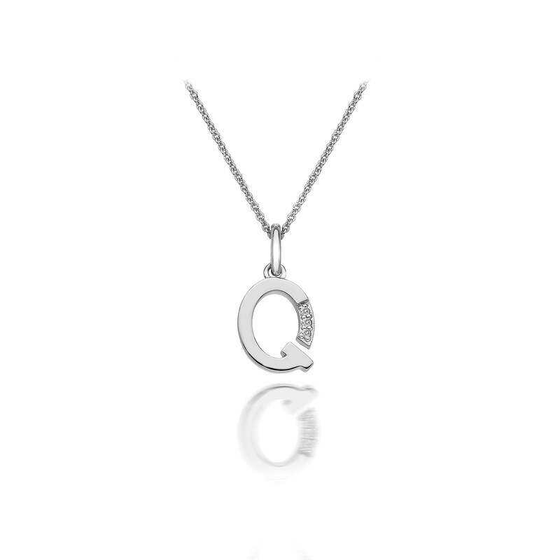 Main Image 1 of Hot Diamonds Sterling Silver Diamond Set Micro 'Q' Pendant Necklace