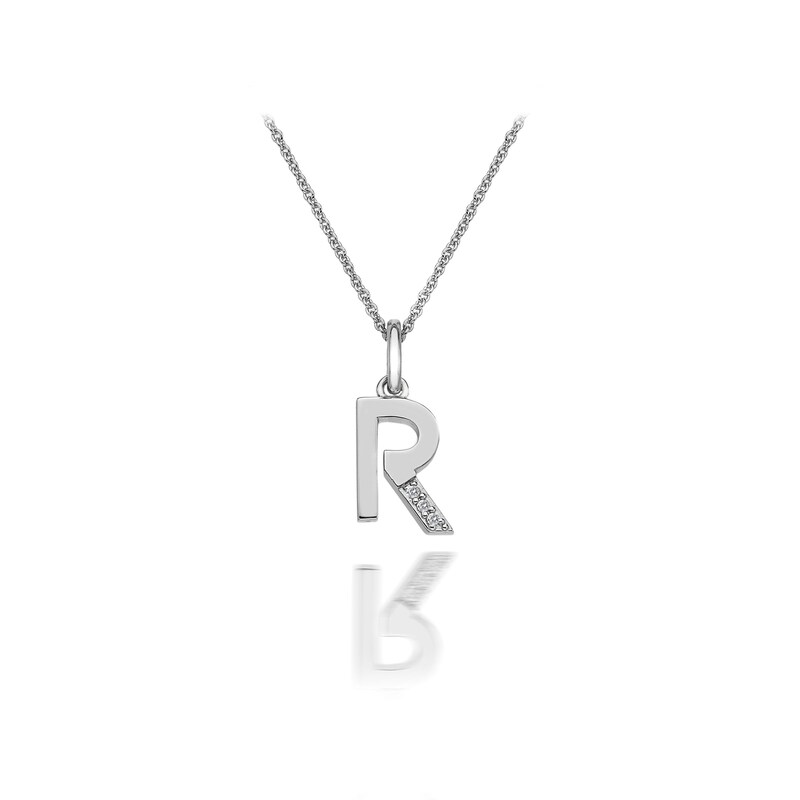 Main Image 1 of Hot Diamonds Sterling Silver Diamond Set Micro 'R' Pendant Necklace