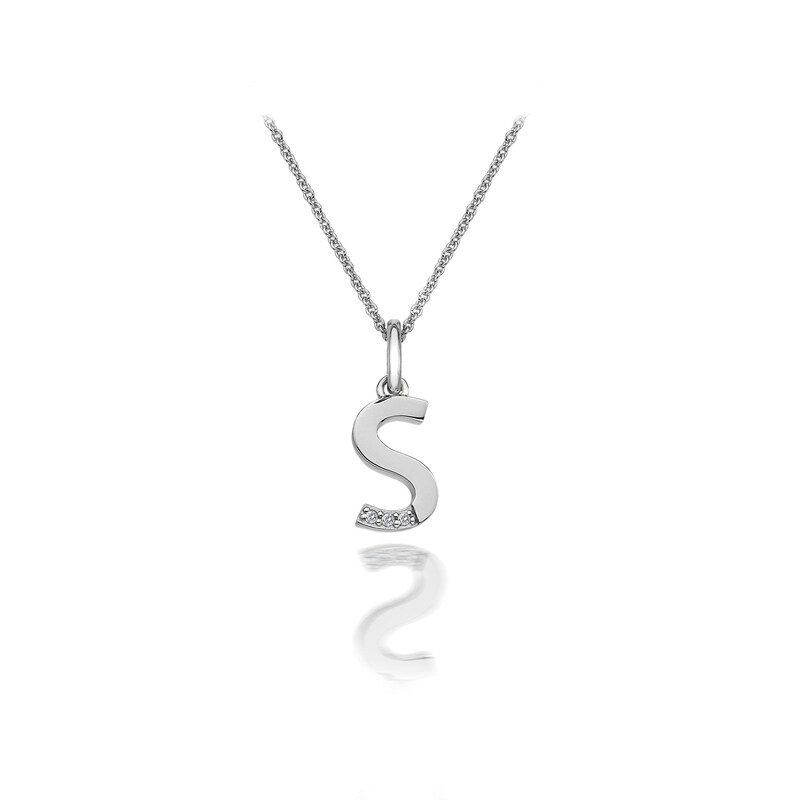 Main Image 1 of Hot Diamonds Sterling Silver Diamond Set Micro 'S' Pendant Necklace