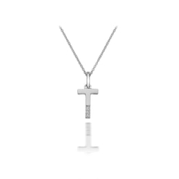 Hot Diamonds Sterling Silver Diamond Set Micro 'T' Pendant Necklace