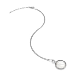 Hot Diamonds Sterling Silver Mother of Pearl Beaded Edge Pendant Necklace