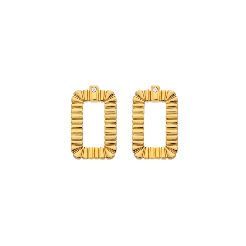 Main Image 1 of Hot Diamonds X Jac Jossa 18ct Yellow Gold Plated Grid Rectangle Stud Earrings