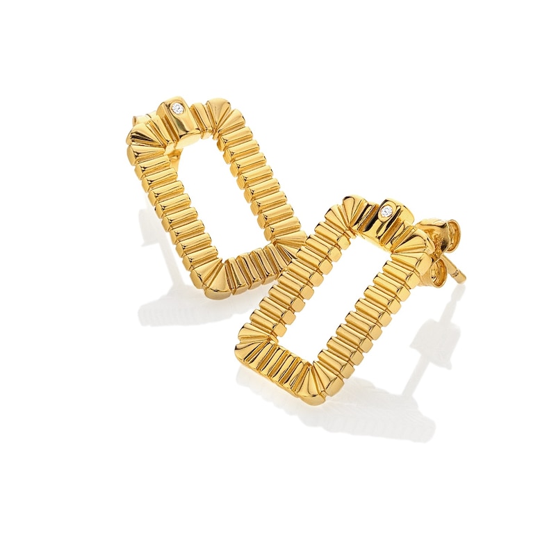 Main Image 2 of Hot Diamonds X Jac Jossa 18ct Yellow Gold Plated Grid Rectangle Stud Earrings