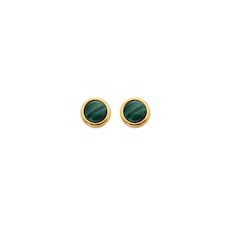 Hot Diamonds X Jac Jossa 18ct Yellow Gold Plated Revive Malachite Round Stud Earrings