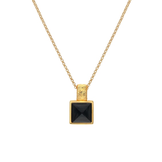 Hot Diamonds X Jac Jossa 18ct Yellow Gold Plated Black Onyx Pendant Necklace