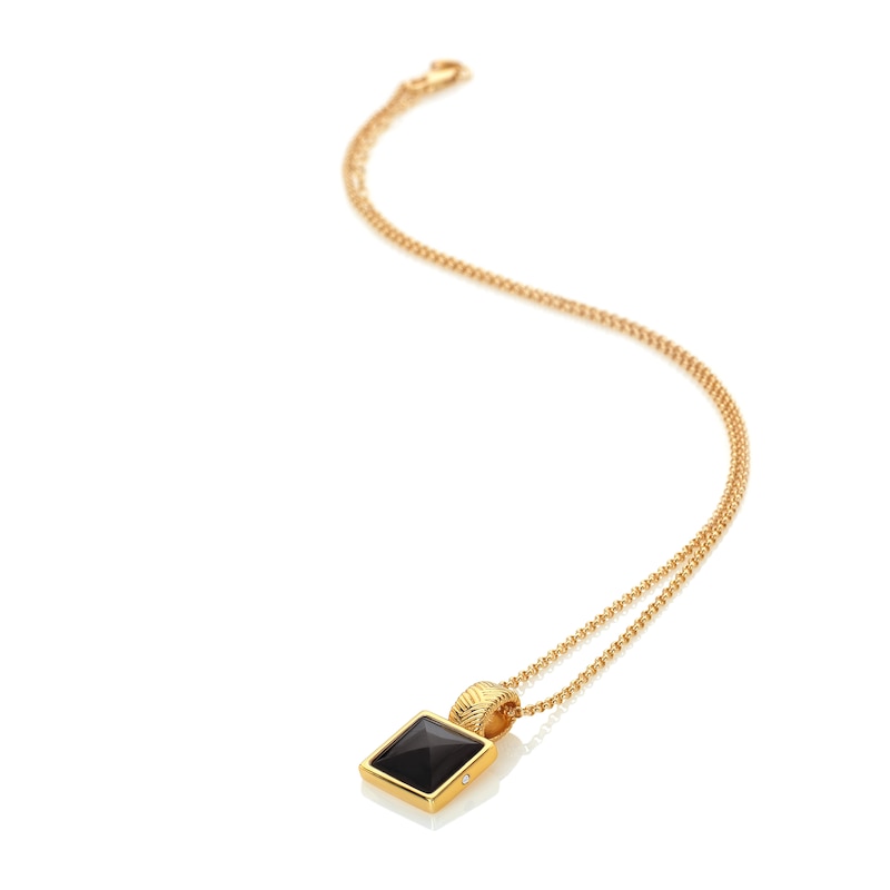 Main Image 2 of Hot Diamonds X Jac Jossa 18ct Yellow Gold Plated Black Onyx Pendant Necklace