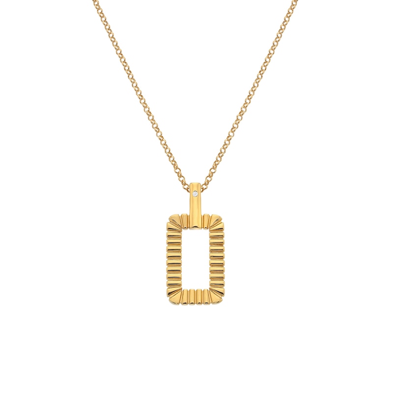 Main Image 1 of Hot Diamonds X Jac Jossa 18ct Yellow Gold Plated Grid Rectangle Pendant Necklace