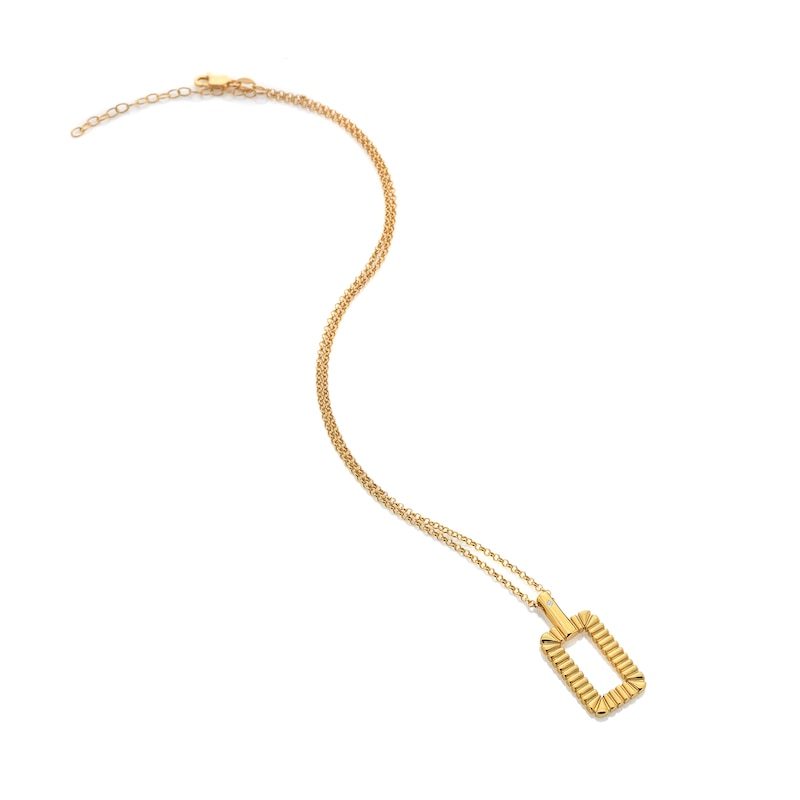 Main Image 2 of Hot Diamonds X Jac Jossa 18ct Yellow Gold Plated Grid Rectangle Pendant Necklace