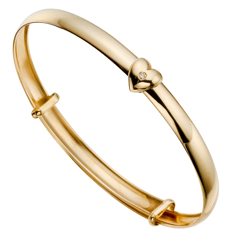 Main Image 1 of Children's 9ct Yellow Gold Diamond Bangle