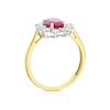 Thumbnail Image 2 of Sterling Silver & 9ct Yellow Gold Created Ruby & Cubic Zirconia Ring