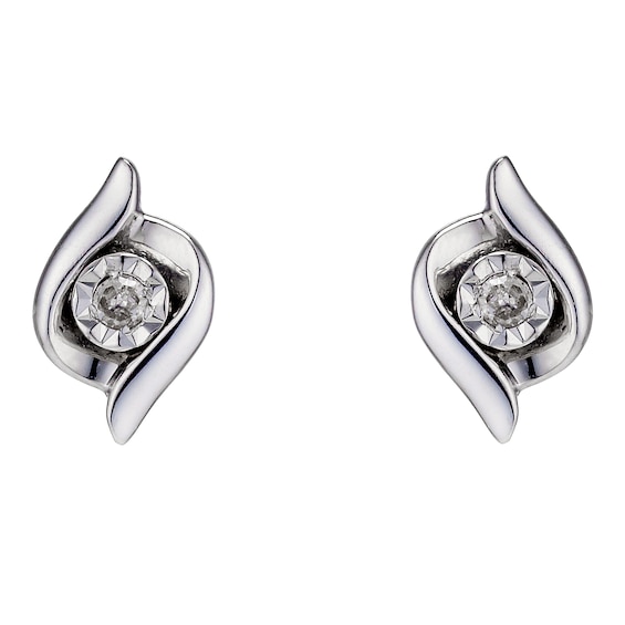 9ct White Gold Diamond Stud Earrings