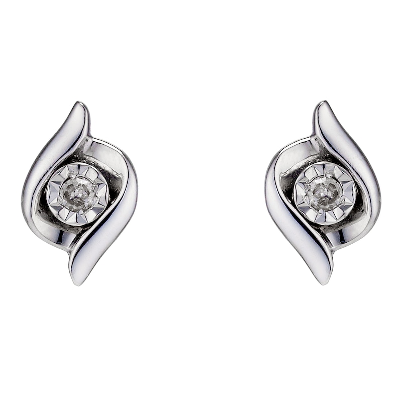 Main Image 1 of 9ct White Gold Diamond Stud Earrings