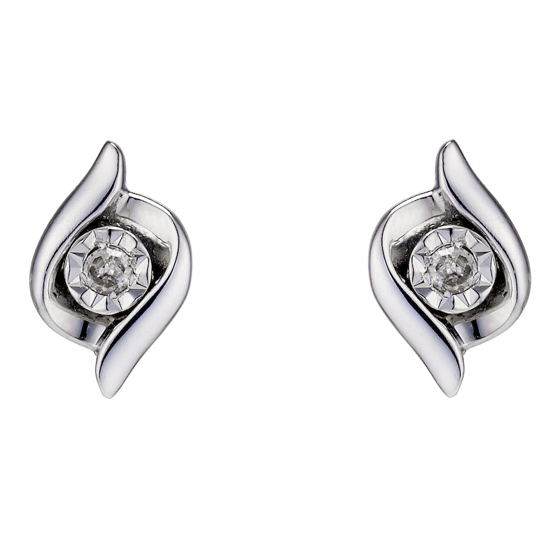 9ct White Gold Diamond Stud Earrings