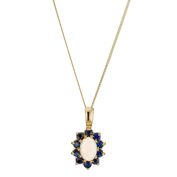 9ct Yellow Gold Sapphire Opal Pendant