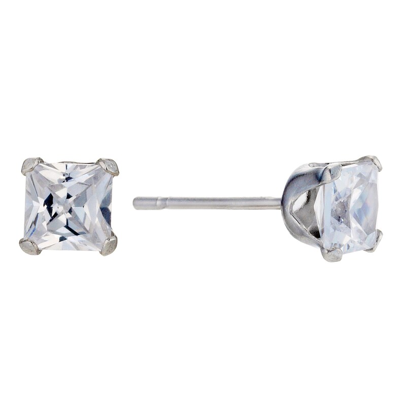 Promotion Mens Silver Stud Earrings White Diamond CZ Post 