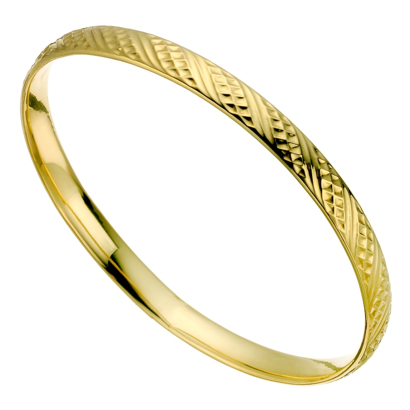 Main Image 1 of 9ct Yellow Gold Textured Bangle