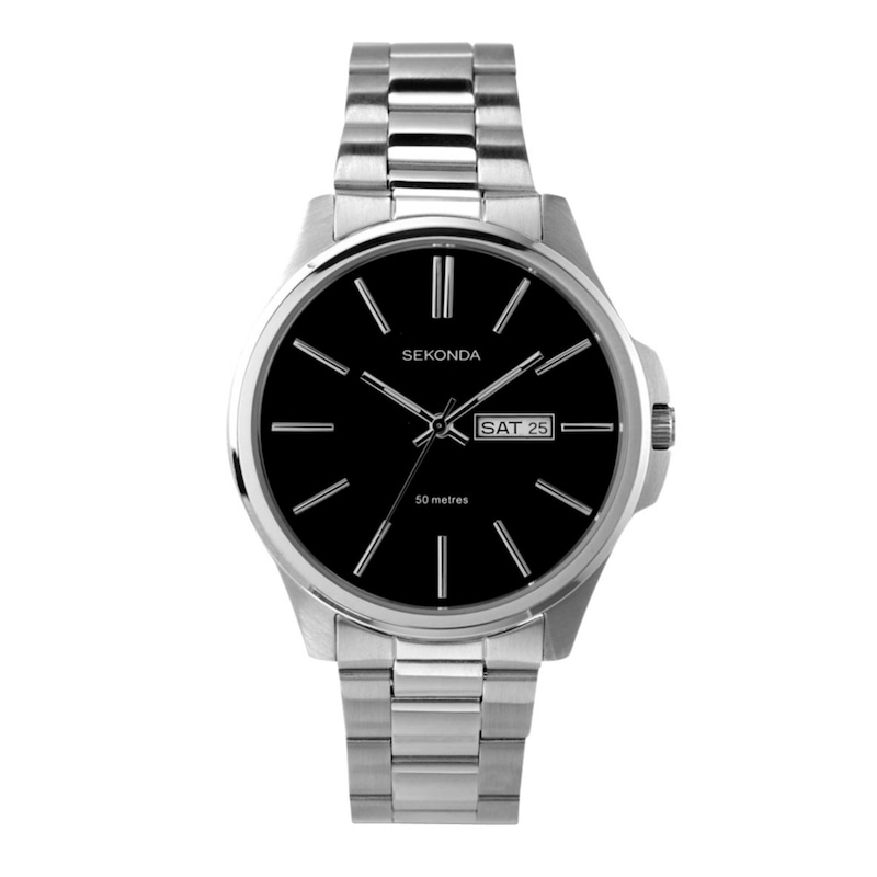 Sekonda Men’s Jones Black Dial Silver Stainless Steel Bracelet Watch