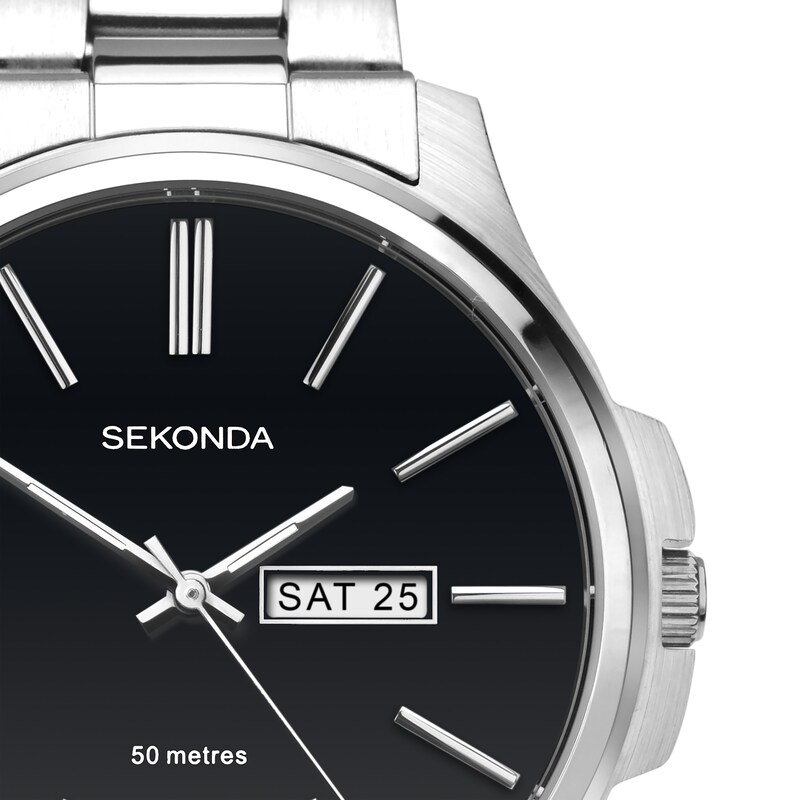 Sekonda Men’s Jones Black Dial Silver Stainless Steel Bracelet Watch