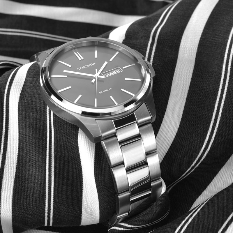 Main Image 5 of Sekonda Men’s Jones Black Dial Silver Stainless Steel Bracelet Watch