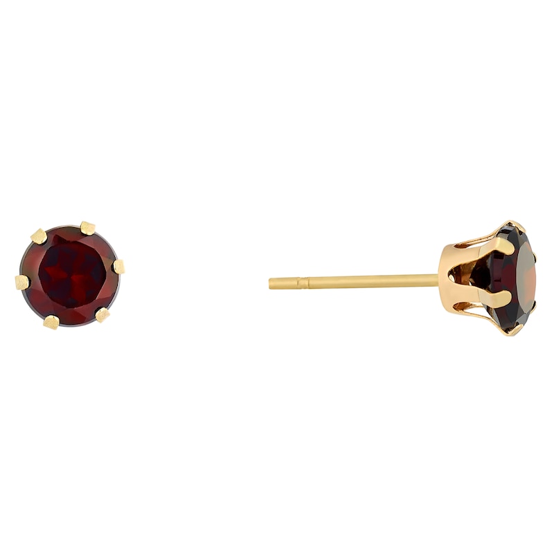 Main Image 1 of 9ct Yellow Gold Garnet 5mm Stud Earrings